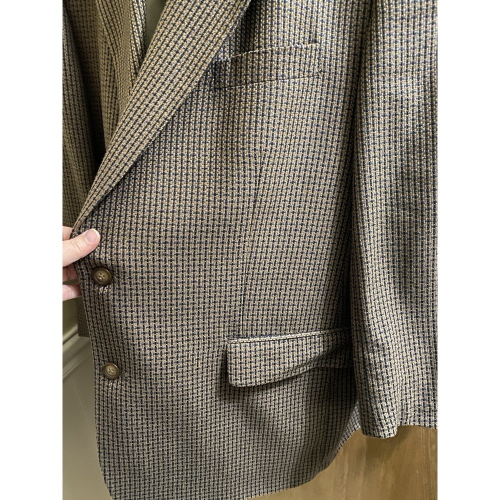 Vintage Carlo Mandrone Mens Suit Jacket Silk Wool Pockets Tweed Style Brown 50R - Picture 3 of 15